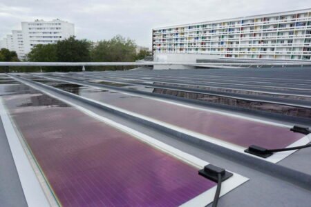 The world’s largest BiOPV installation completed in France using Heliatek’s Solar Film Solution, HeliaSol® Heliatek La Rochelle Detail HeliaSol copy