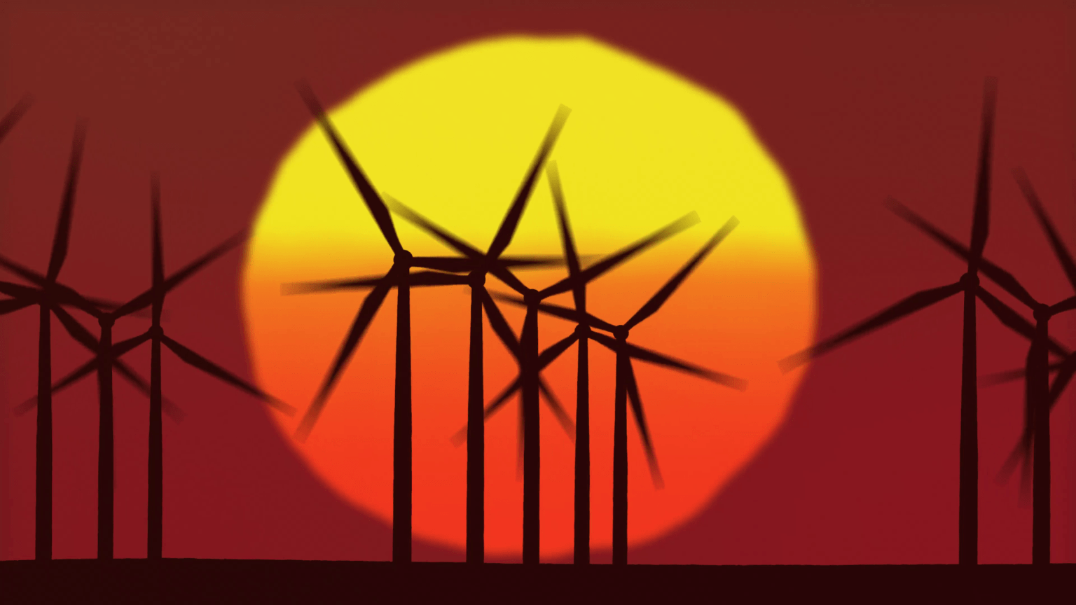 hot sunset wind farm rotating windmill heat waves energy vah1cku9x  F0000