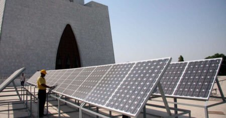 UK-funded Karandaaz to promote sustainable energy and economic development Solar panels on Quaid e Azam Mausoleum in Karachi Pakistan
