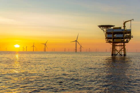 The,Beautiful,Sunset,In,The,North,Sea,Offshore,Wind,Farm