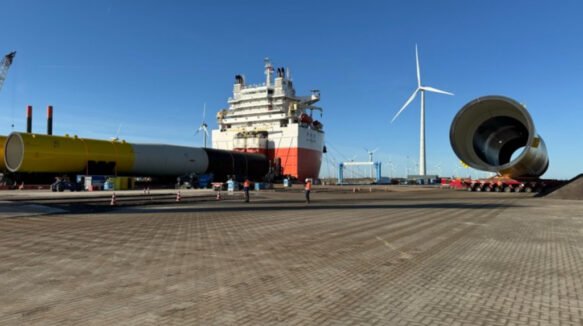 Dutch Port Welcomes First Batch of Monopiles for RWE’s Thor Offshore Wind Project